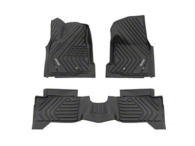 Rough Country Flex-Fit Front and Rear Floor Mats; Black (24-25 Tacoma Double Cab w/ Automatic Transmission)