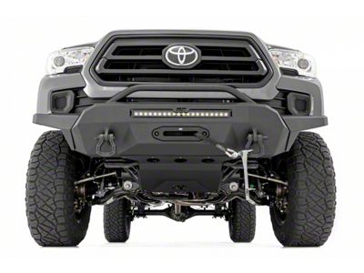 Rough Country Hybrid High Clearance Front Bumper with 20-Inch Black Series White DRL LED Light Bar and PRO12000S Winch (16-23 Tacoma)