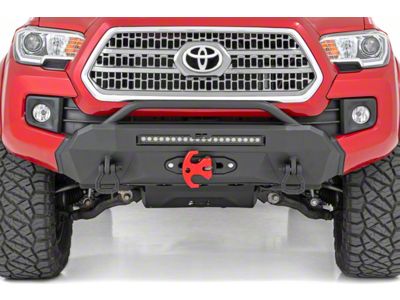 Rough Country Hybrid Stubby Front Bumper with Winch Mount and 20-Inch Black Series White DRL LED Light Bar (16-23 Tacoma)