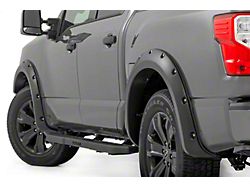 Rough Country Pocket Fender Flares; Gloss Black (17-24 Titan Crew Cab w/o Front Fender Badge & Bedside Storage)