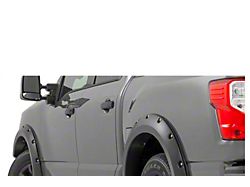 Rough Country Pocket Fender Flares; Brilliant Silver (17-24 Titan Crew Cab w/o Front Fender Emblem & Bedside Storage Compartments)