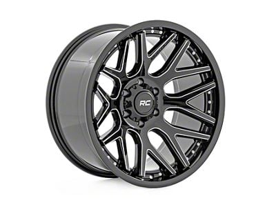 Rough Country 95 Series Gloss Black Machined 6-Lug Wheel; 22x10; -25mm Offset (16-24 Titan XD)