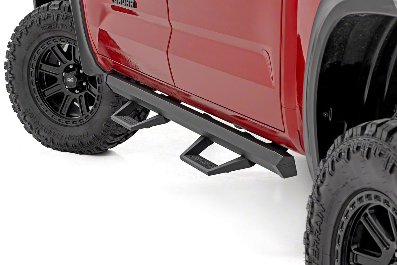 Rough Country Tundra SRL2 ADJ Aluminum Side Step Bars Black 71097 22 24 Tundra CrewMax Free