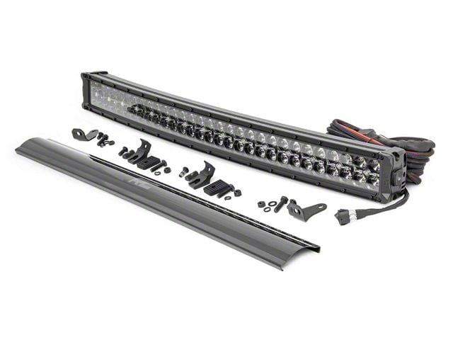 Rough Country 30-Inch Black Series Curved Dual Row Cool White DRL LED Light Bar; Spot/Flood Beam (Universal; Some Adaptation May Be Required)