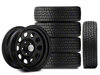 17x9 Rough Country Steel & 33in Milestar All-Terrain Patagonia AT/R Tire Package; Set of 5 (07-18 Jeep Wrangler JK)