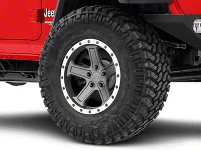 Rovos Wheels Tenere Charcoal with Machined Lip Wheel; 17x9; -6mm Offset (18-24 Jeep Wrangler JL)