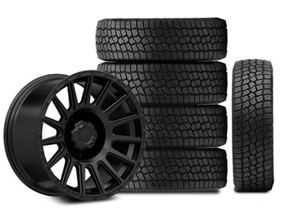 17x9 Rovos Wheels Bara & 34in Milestar All-Terrain Patagonia AT/R Tire Package; Set of 5 (21-24 Bronco, Excluding Raptor)