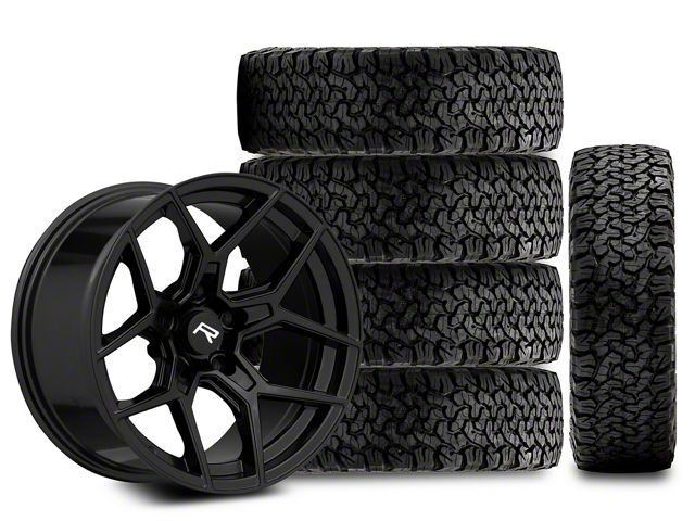 17x9 Rovos Wheels Carver & 33in BF Goodrich All-Terrain T/A KO Tire Package; Set of 5 (18-24 Jeep Wrangler JL)