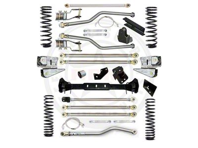 RPM Steering 4.50-Inch Ultimate Aluminum Long Arm Suspension Lift Kit with Ultimate Quick Disconnect Sway Bar Links and FOX 2.0 IFP Performance Shocks (20-25 3.0L EcoDiesel Jeep Gladiator JT w/ Stock Axles)