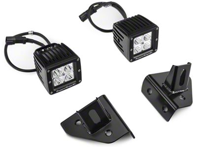 Rugged Ridge 3-Inch Square LED Lights with Windshield Mounting Brackets (87-95 Jeep Wrangler YJ)