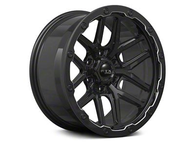 RTX Offroad Wheels Volcano Gloss Black Milled Edge 6-Lug Wheel; 18x9.5; -10mm Offset (04-15 Titan)