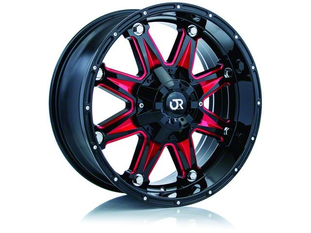 RTX Offroad Wheels Spine Black with Milled Red Spokes 6-Lug Wheel; 18x9; 10mm Offset (2024 Tacoma)
