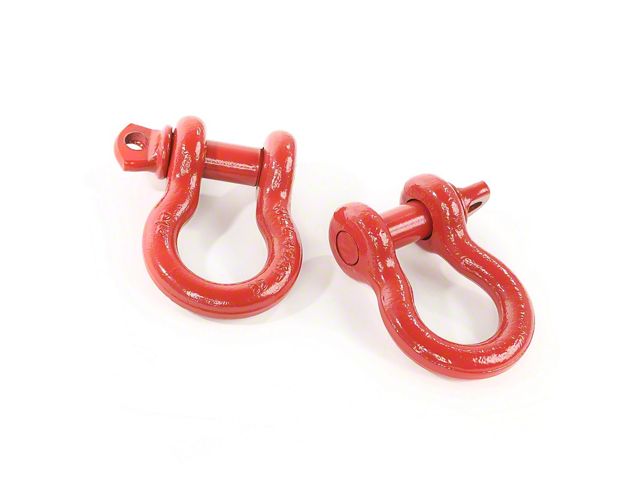 Rugged Ridge 3/4-Inch D-Ring Shackles; Red