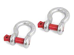 Rugged Ridge 5/8-Inch D-Ring Shackles; Silver with Red Pin