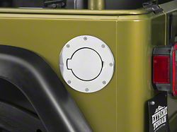 Rugged Ridge Non-Locking Fuel Door Cover; Polished (97-06 Jeep Wrangler TJ)