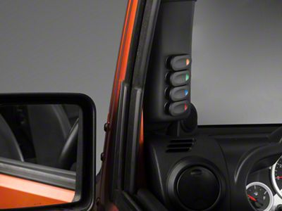 Rugged Ridge A-Pillar Switch Pod Kit with Rocker Switches; Left Side (07-10 Jeep Wrangler JK)