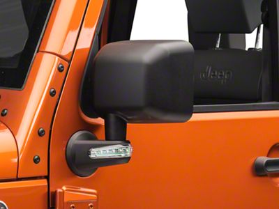 Rugged Ridge Door Mirrors with LED Turn Signals; Black (07-18 Jeep Wrangler JK)