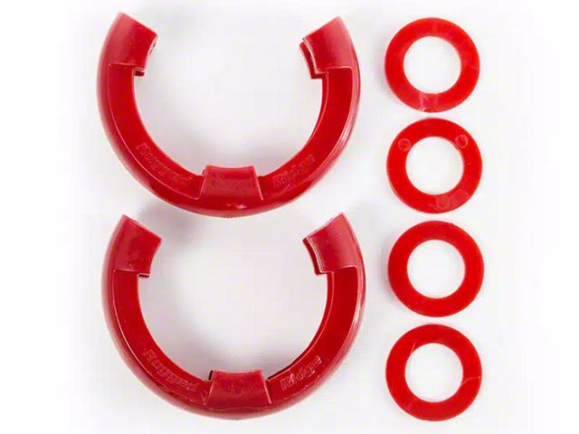 Rugged Ridge 3/4-Inch D-Ring Shackle Isolators; Red; Set of Two