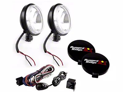 Rugged Ridge 6-Inch Slim Halogen Fog Lights; Black; Set of Two (Universal; Some Adaptation May Be Required)