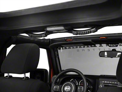 Rugged Ridge Rear Dual Grab Strap; Black (07-18 Jeep Wrangler JK 4-Door)