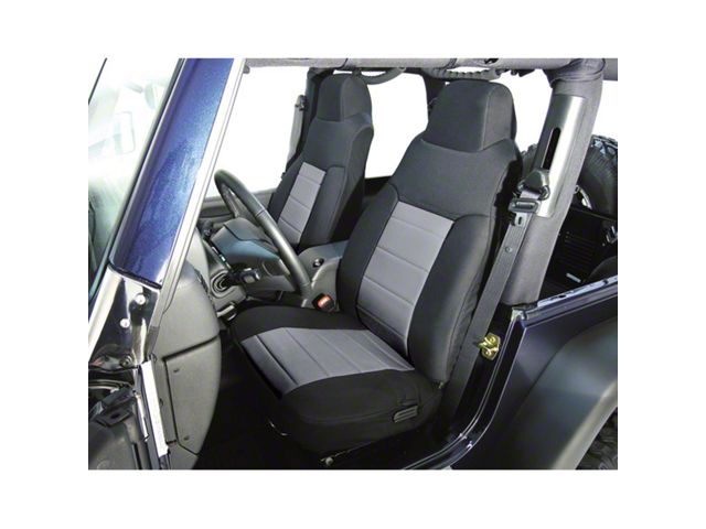 Rugged Ridge Fabric Front Seat Covers; Black/Gray (87-90 Jeep Wrangler YJ)