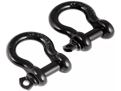 Rugged Ridge 7/8-Inch D-Ring Shackles; Black