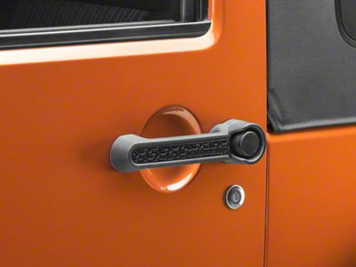 Rugged Ridge Elite Door Handle Inserts; Black Tread (07-18 Jeep Wrangler JK 2-Door)