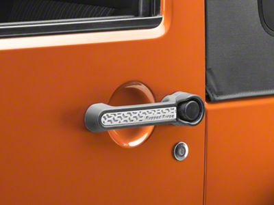 Rugged Ridge Elite Door Handle Inserts; Brushed Tread (07-18 Jeep Wrangler JK 2-Door)