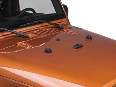 Rugged Ridge Elite Hood Dressup Kit; Black (97-18 Jeep Wrangler TJ & JK)