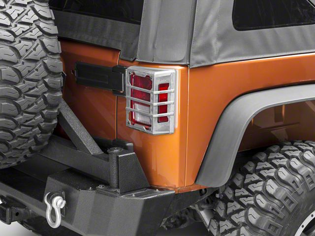 Rugged Ridge Elite Tail Light Guards; Raw Aluminum (07-18 Jeep Wrangler JK)