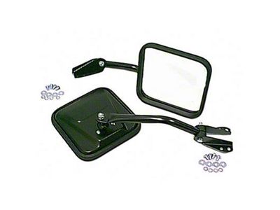 Rugged Ridge Replacement Style Side Mirrors; Black (66-86 Jeep CJ5 & CJ7)