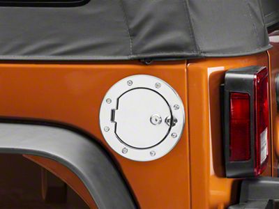 Rugged Ridge Locking Fuel Door Cover; Stainless Steel (07-18 Jeep Wrangler JK)