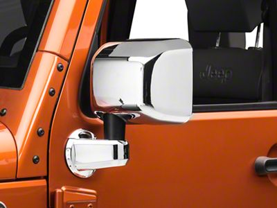 Rugged Ridge Door Mirror Covers with Mirror Arm Covers; Chrome (07-18 Jeep Wrangler JK)