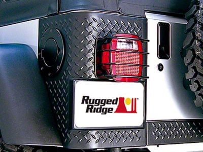 Rugged Ridge Euro Tail Light Guards; Black (76-06 Jeep CJ5, CJ7, Wrangler YJ & TJ)