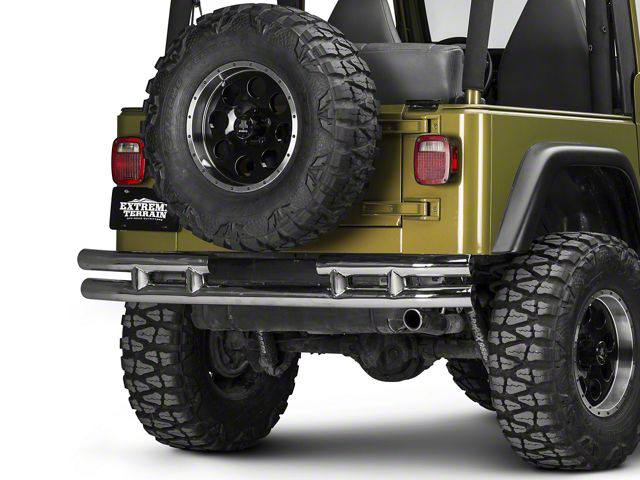 Rugged Ridge 3-Inch Double Tube Rear Bumper; Stainless Steel (87-06 Jeep Wrangler YJ & TJ)