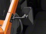 Rugged Ridge Rectangular Stubby Trail Mirror; Textured Black (97-18 Jeep Wrangler TJ & JK)