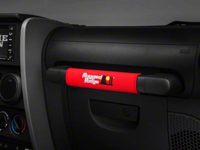 Rugged Ridge Grab Handle Covers; Red (07-10 Jeep Wrangler JK 4-Door)