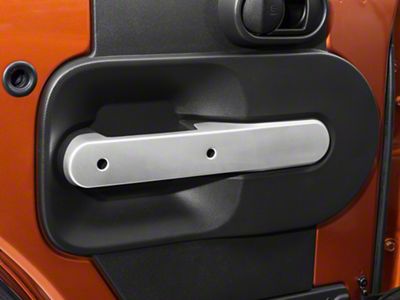 Rugged Ridge Door Handle Trim; Rear; Brushed Silver (07-10 Jeep Wrangler JK 4-Door)