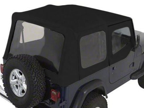 Smittybilt Jeep Wrangler OEM Replacement Soft Top with Tinted Windows;  Black Denim 9870215 (88-95 Jeep Wrangler YJ w/ Factory Soft Top u0026 Half  Doors) - Free Shipping