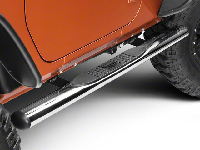 Rugged Ridge 4-1/4-Inch Oval Nerf Side Step Bars; Stainless Steel (07-18 Jeep Wrangler JK 2-Door)