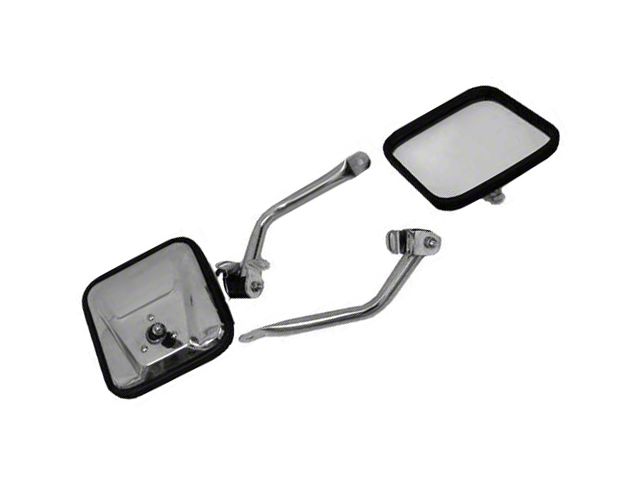 Rugged Ridge CJ-Style Door Mirrors; Stainless Steel (97-06 Jeep Wrangler TJ)