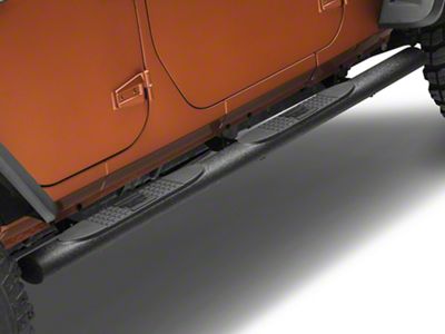 Rugged Ridge 4-1/4-Inch Oval Nerf Side Step Bars; Black (07-18 Jeep Wrangler JK 4-Door)