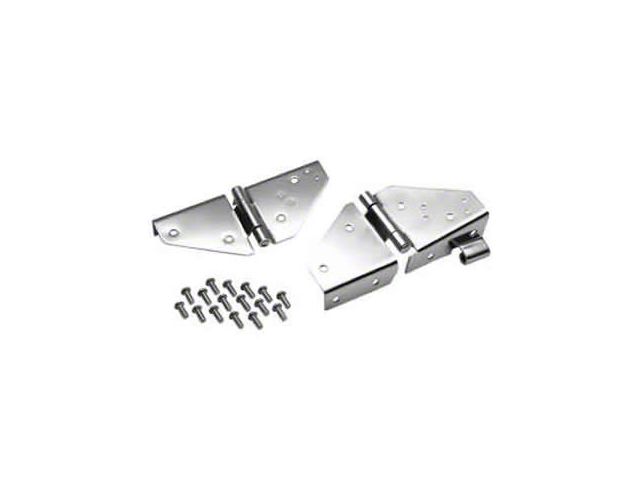 Rugged Ridge Windshield Hinges; Stainless Steel (87-95 Jeep Wrangler YJ)