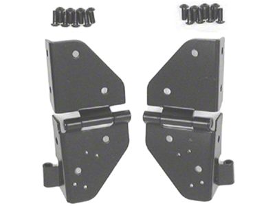 Rugged Ridge Windshield Hinges; Black (76-95 Jeep CJ5, CJ7 & Wrangler YJ)