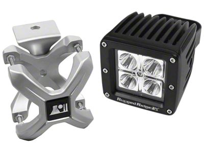 Rugged Ridge 3-Inch Square LED Light with Large X-Clamp Kit; Silver (Universal; Some Adaptation May Be Required)