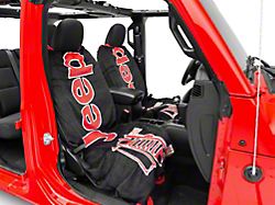 Towel2Go Seat Cover with Jeep and Grille Logo; Black and Red (Universal; Some Adaptation May Be Required)