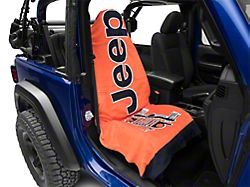 Towel2Go Seat Cover with Jeep and Grille Logo; Orange (Universal; Some Adaptation May Be Required)