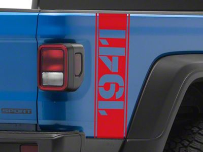 SEC10 1941 Vertical Side Bed Graphics; Red (20-25 Jeep Gladiator JT)