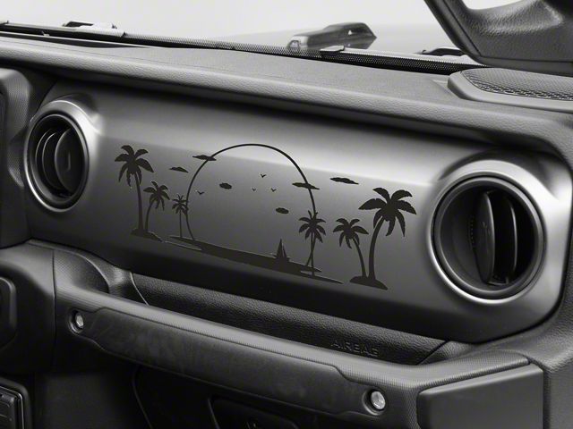 SEC10 Dash Scene Beach Decal; Matte Black (20-24 Jeep Gladiator JT)