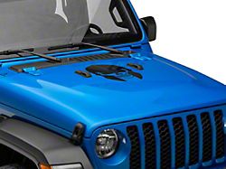 SEC10 Filled Skull Helmet Hood Decal; Gloss Black (20-24 Jeep Gladiator JT)